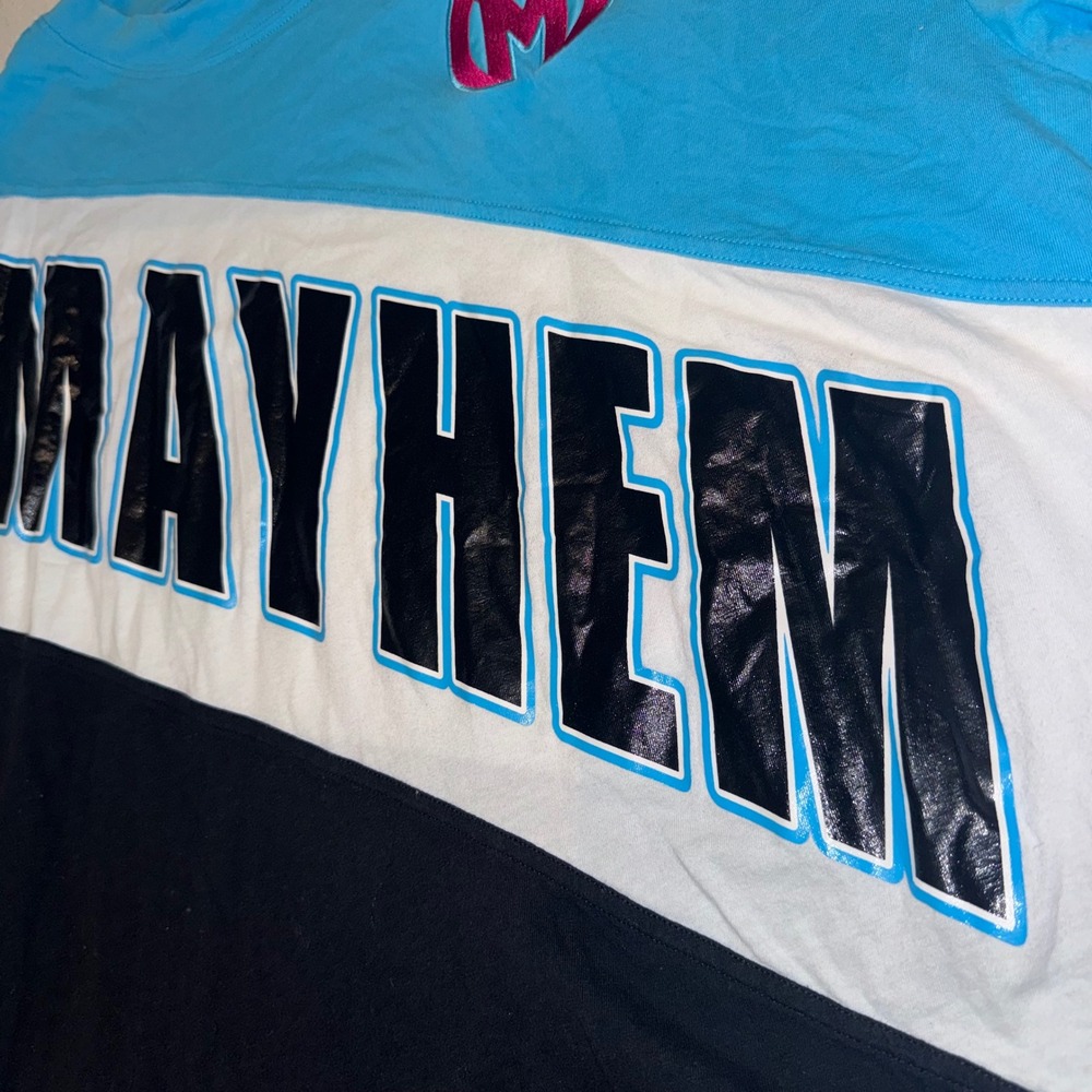 Mitchell & Ness Overwatch League Florida Mayhem Mens T-Shirt Blue White Black L